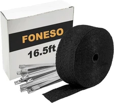 Black Exhaust Heat Wrap, Foneso 2'' x 16.5' Header Wrap Tape 16.5ft