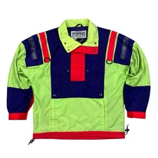 VTG 80s 90s Fera Skiwear Colorful 1/2 Zip Pullover Jacket Logos FLAW Size S