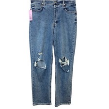 Wild Fable Super High Rise Straight Button Fly Jeans Woman 14 Distressed New