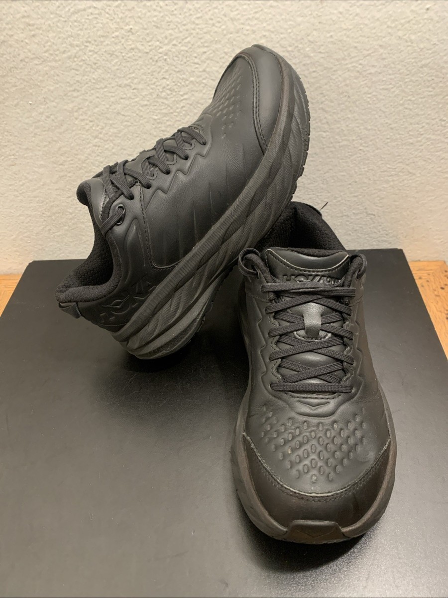 Hoka One One Bondi SR Shoes Black Leather Work Non-Slip  display picture 1