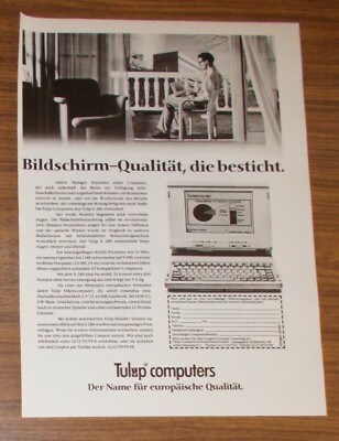 Rare Advertising TULIP COMPUTERS LT 286 Laptop Portable Computer 1989