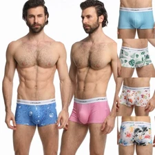 Men's Sexy Ice Silk Boxer Briefs Underwear Low Rise Breathable Trunks Underpants