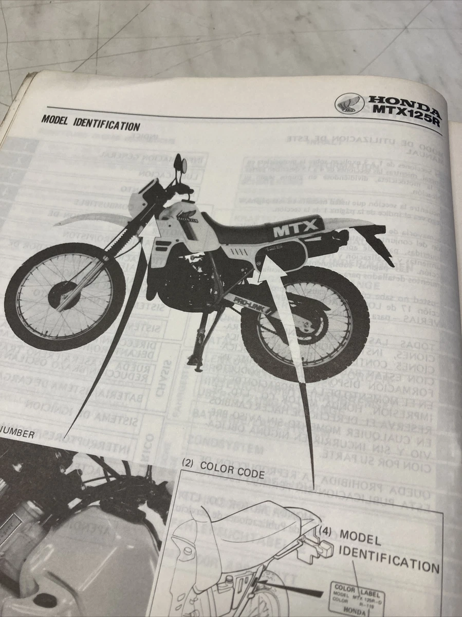 Honda MTX125R MTX200R D 1983 Mtx 125 200 Manual Review Tecnical Service  Workshop