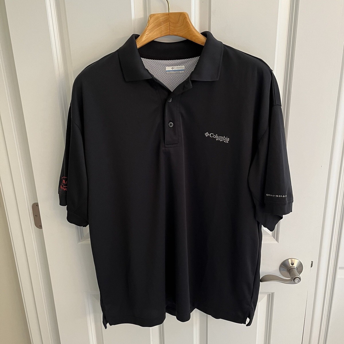 Columbia PFG Polo Shirt Men Extra Large XL Black Omni Shade Short