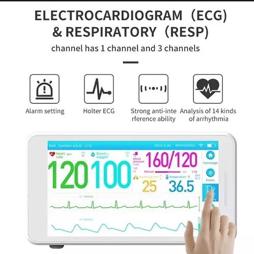 Portable 5.5-inch Touch Screen Patient Monitor 6-Parameter Vital Signs Monitor - Picture 2 of 8