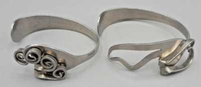 Set of 2 Artisanal Cuff Bracelets Made From Forks Ace Mart Stainless Thailand