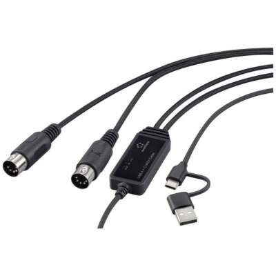 Renkforce RF-6439636 USB, MIDI Adapter [2x DIN-Stecker 5pol. - 1x USB-C , USB-A]