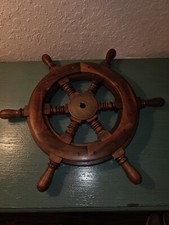 Vintage / Ancienne roue de bateau de capitaine en laiton et bois - Excellent état