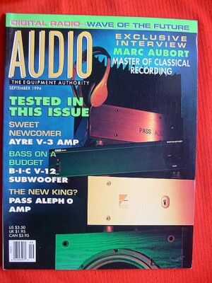 ''Audio'' 9/94 Ayre Acoustics V-3 Pass Labs Aleph 0 amplifier Energy Veritas v1.8
