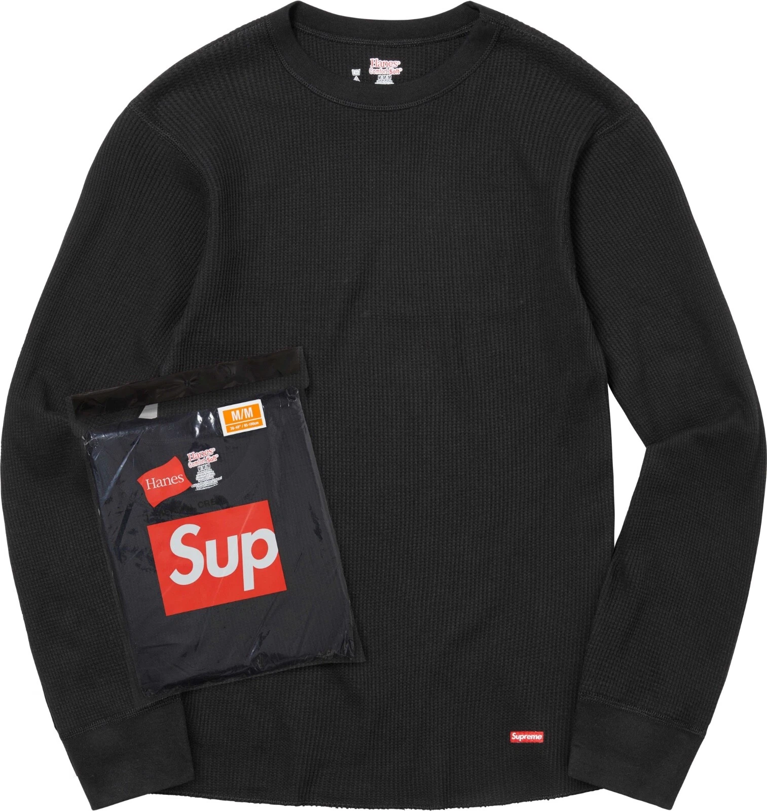 Supreme Hanes Thermal Crew Noir S