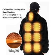 Men's Electric Heated Hooded Heating Jacket Winter Body Warmer Sweatshirt Hoodie