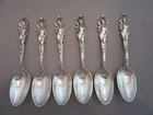 Reed & Barton Sterling Silver "Love Disarmed" (6) Antique Teaspoons RARE PATTERN