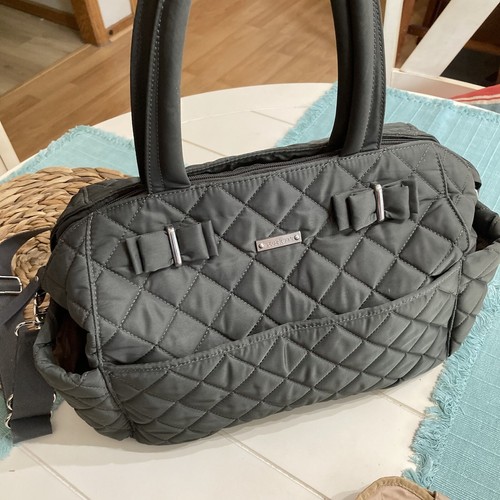 Storksak Bobby Nylon Quilted Diaper Bag Crossbody Tote Bag | Changing Pad | Gray - Picture 11 of 24