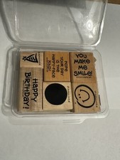 Stampin' Up retired 2000 wood stamp set - SMILE 2 step - 6pc