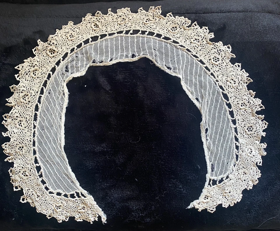 Antique Edwardian Elegant Hand Made Ecru Cotton Collar - image 3 of 4