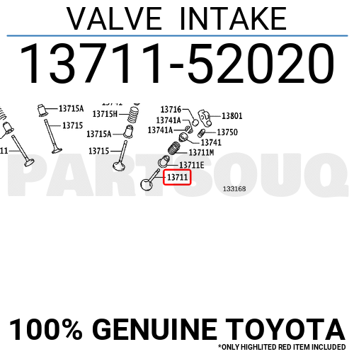 両替機 1371131101 Genuine Toyota VALVE, INTAKE 13711-31101 | eBay