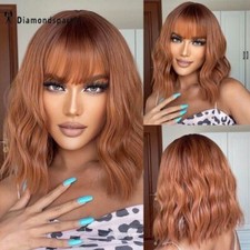 Women Ombre Orange Curly Hair Wigs Costume Anime Cosplay Synthetic Daily Party