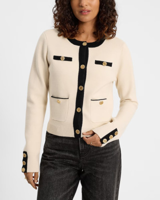 $148 EXPRESS Tipped Novelty Button Sweater Jacket S