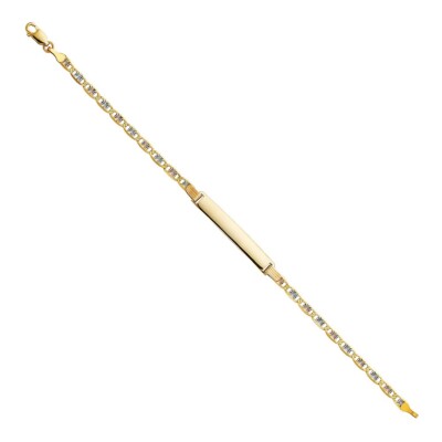 Gold 14K Tri Color Gold Valentino Diamantschliff ID Armband - 7,5''