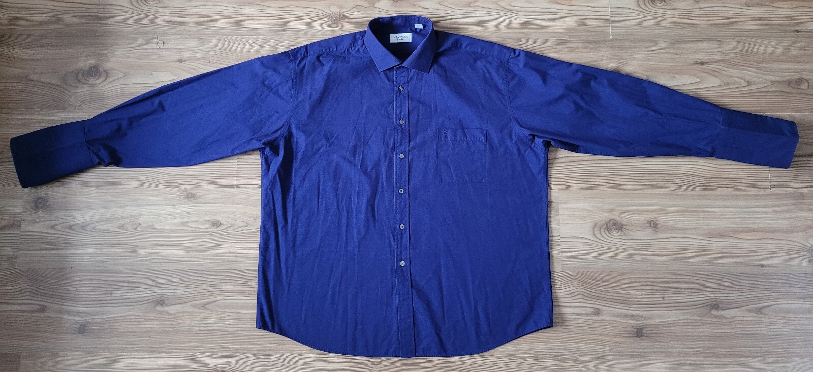 Camicia blu vintage Yves Saint Laurent YSL taglia 46 18 2XL doppio polsino