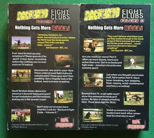 Backyard Fight Clubs Vol. 1 & Vol. 2 ~~ 2 VHS ++ FREE DVD - Picture 2 of 2