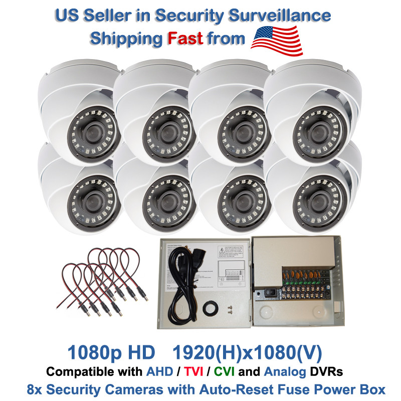 Evertech 8x 1080p CCTV Security Camera Outdoor + 8 Ch Port Power