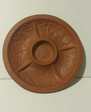 Gourmet TOPF 1980 USA 5 Section Clay Pottery Raised Pics Serving Party Platter 