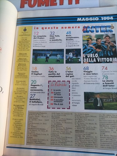Inter Football club N.5 Con Vittoria + Sosa + Poster Anno 1994 - Buono++ - Foto 2 di 3