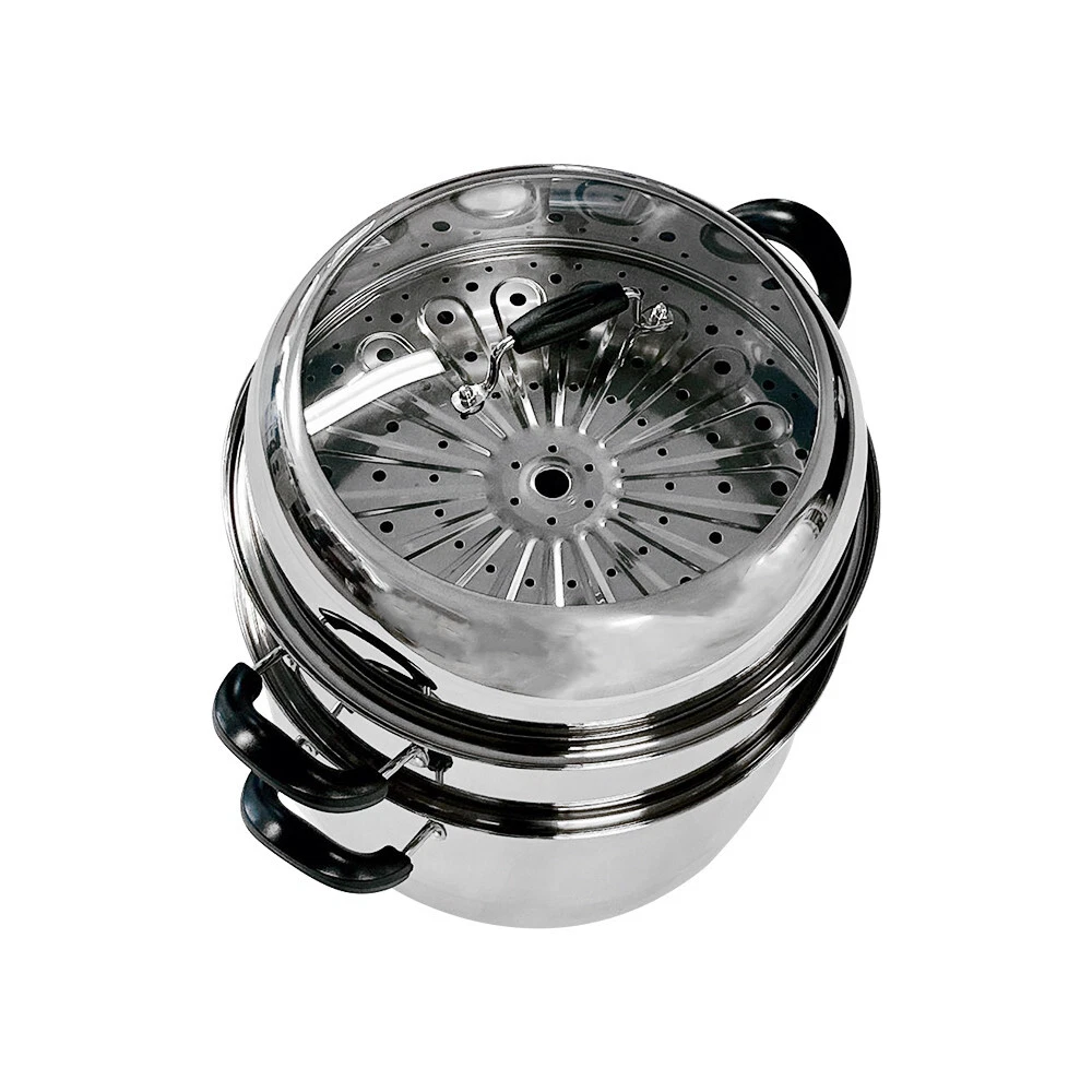 2 Tier 14"/36cm Stainless Steel Steamer Set Stackable Steam Pot with Glass Lid