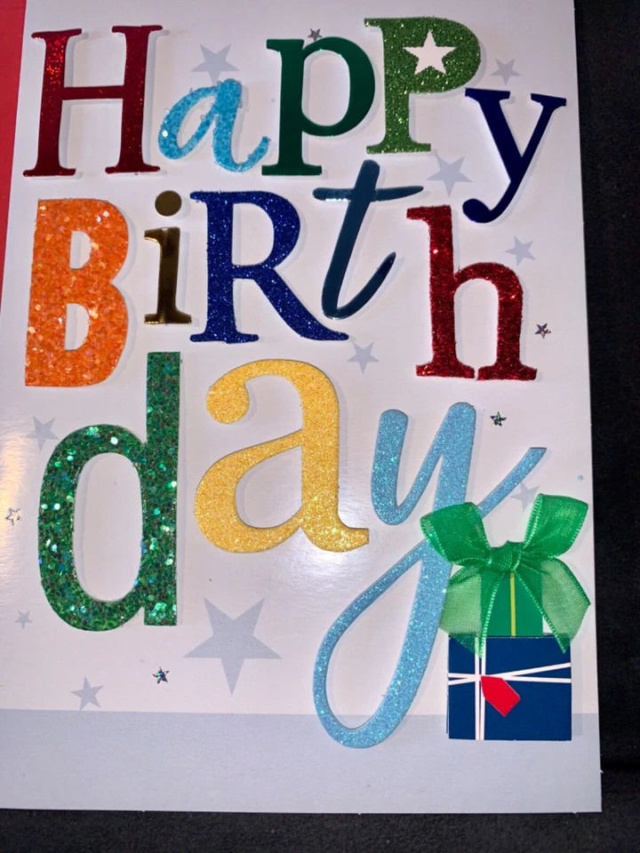 Happy Birthday Card All the Best Bright 3D Foil and Glitter Stunning!! - Image 2 of 4