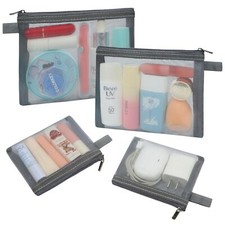 4 Pack Mini Cosmetic Bags, Nylon Mesh Makeup Bag with Zipper for Home Office ...