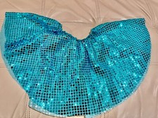 Adult/Teen Blue Sequin or Blue Green Striped Dance Skirt Costume - Adult Medium