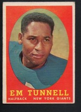 1958 Topps Football Card #42 Em Tunnell-New York Giants Vg Ex Card