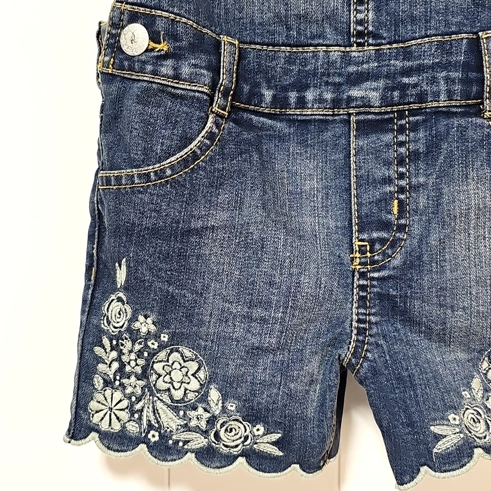 Osh Kosh Genuine Kids Girls Embroidered Denim Shortalls 5T Cottage Prairie - Image 3 of 4