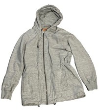 Tory Burch Women s Zip-Up Drawstring Cotton Hoodie Sweatshirt Gray Size Small