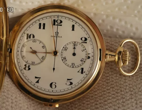 Omega Taschenuhr 18 k, Savonette, 50 er Jahre ca.,exz.Zustand