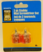 Power Fist - Set of 2 - STUBBY MINI SCREWDRIVERS - Phillips - # 1 & # 2 - NEW -