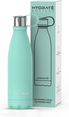 Hydratflasche superisoliert 500ml Edelstahl pulverbeschichtet neuwertig grün