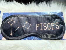 Pisces Sign Zodiac Astrology Black Satin Sleep Blackout Eye Mask Light Blocker