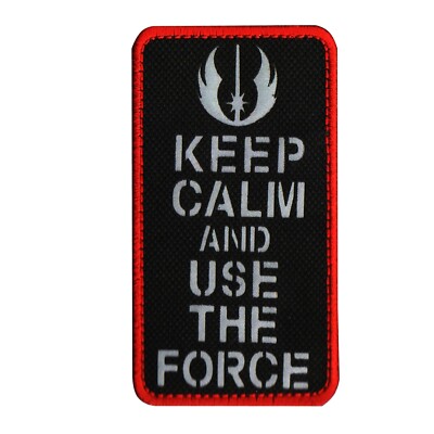 IR Reflective STAR WARS Jedi-KEEP CALM AND USE THE FORCE HOOK&LOOP PATCH BLACK