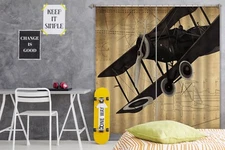 3D Retro Airplane ZHUA1656 Photo Curtain Window Blockout Fabric Amy 2023