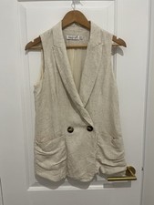 Sunny Girl Women  s Linen Beige Sleeveless Blazer. Size 8