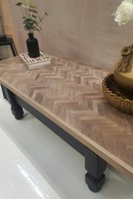 Beautiful Unique Hand Made Solid Oak Topped Coffee Table Black