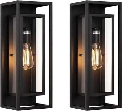18'' Outdoor Wall Light Fixtures - Waterproof Matte Black Lamps, 2-Pack