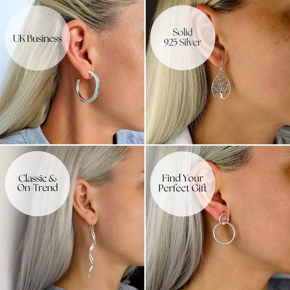 Silverly Orecchini Stud in argento sterling lungo rotonde Cubic Zirconia - Immagine 3 di 4