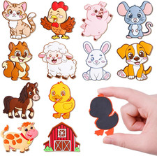 Fridge Magnets for Kids, 12Pcs Rubber Farm Animal Refrigerator Magnets, Full Bac