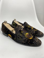Re Ferdinando Italy Velour Loafers Embroidered Baroque 43