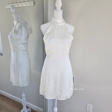 Lulus White Satin Halter Mini Dress Small New With Tags Infinite Admiration