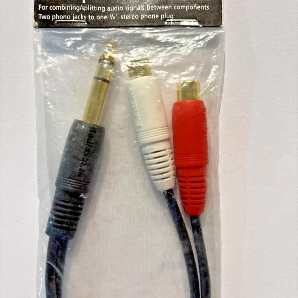 NEW RadioShack 42-2546 6-Inch Shielded Y-Adapter Audio Cable - 1/4" Male to Dual - Image 3 of 4