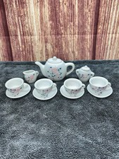 Vintage Floral Dollhouse Porcelain Tea Set, 13 Pieces In Very Good Condition